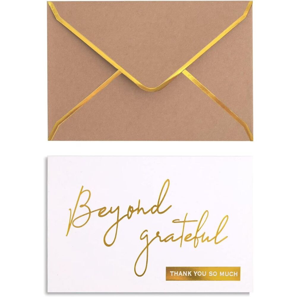Beyond Grateful Thank You Cards with Envelopes - 36 PKGold Foil Letterpress 4x6